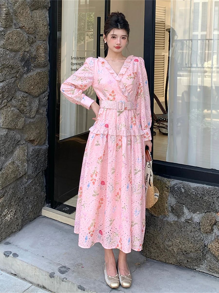 Franse romantische stijl lanta - French Vintage Floral Midi Dress recensie en prijs