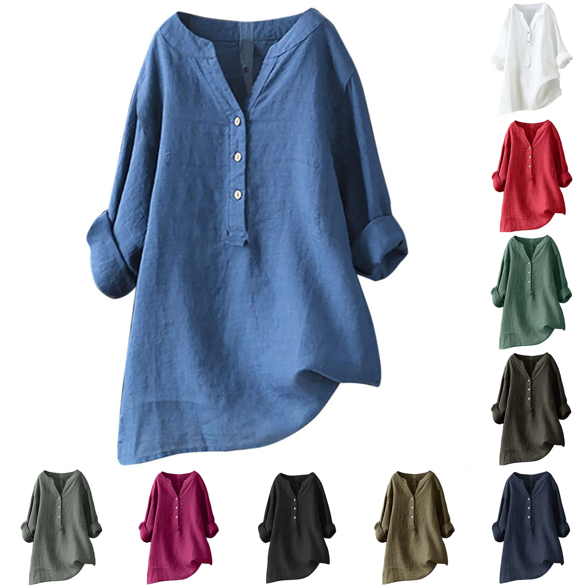 Unisex dames heren katoenen li - Casual Loose Linen Shirt Dress recensie en prijs