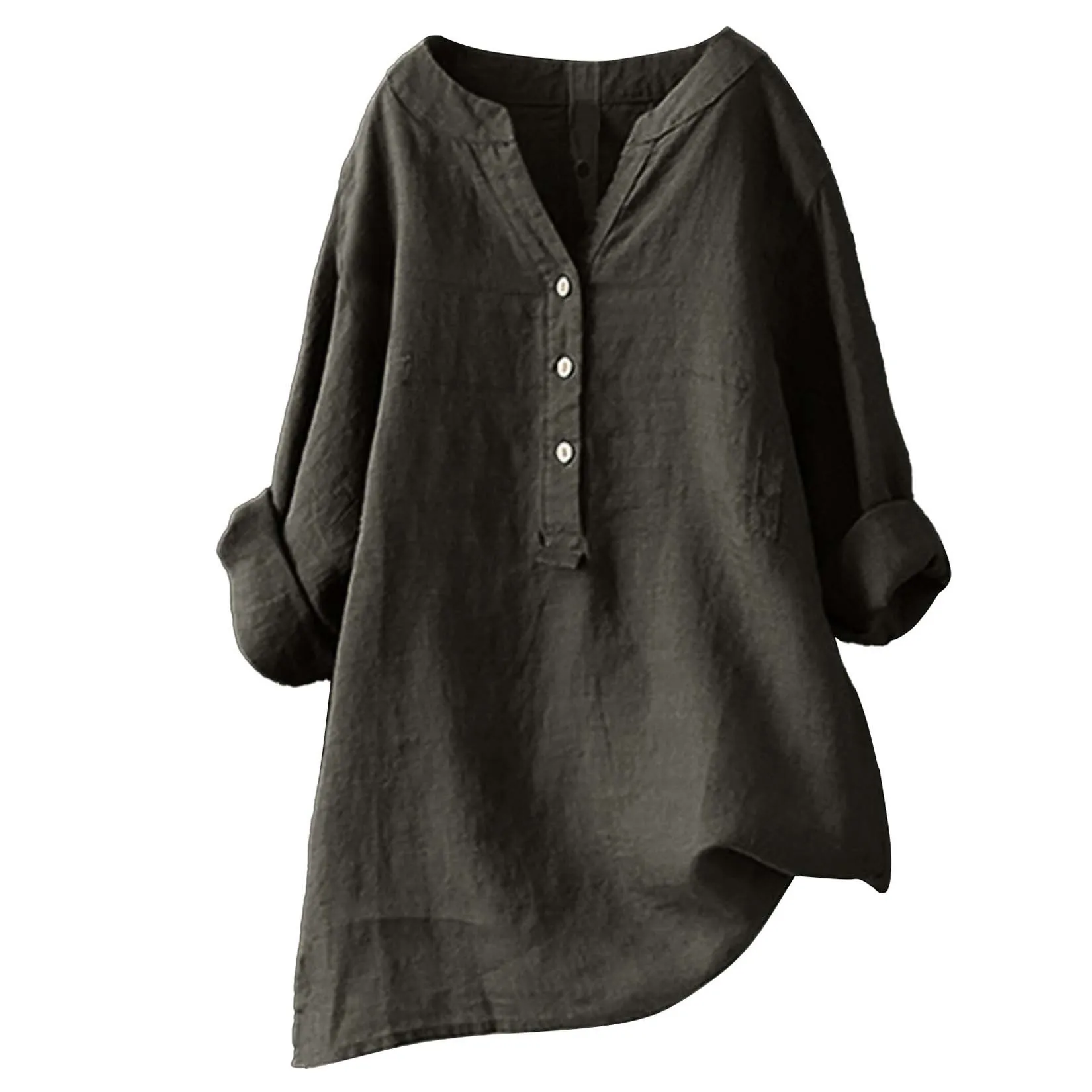 Unisex dames heren katoenen li - Casual Loose Linen Shirt Dress recensie en prijs
