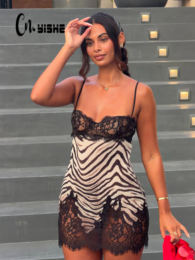 CNYISHE Camisoles Zebra Prints - Sexy Mesh Sheer Bodycon Dress recensie en prijs